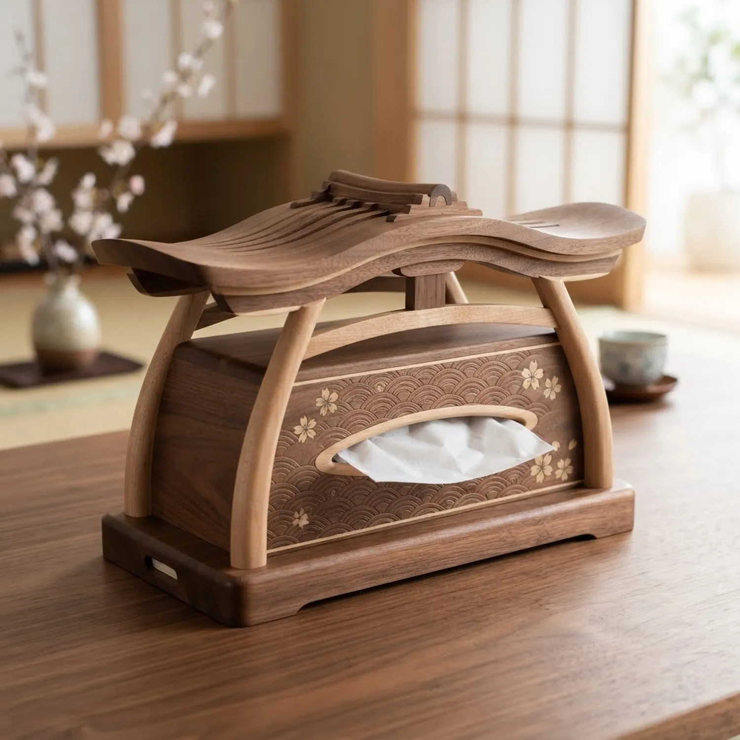 Wooden Tissue Box Torii Gate Home Decor
