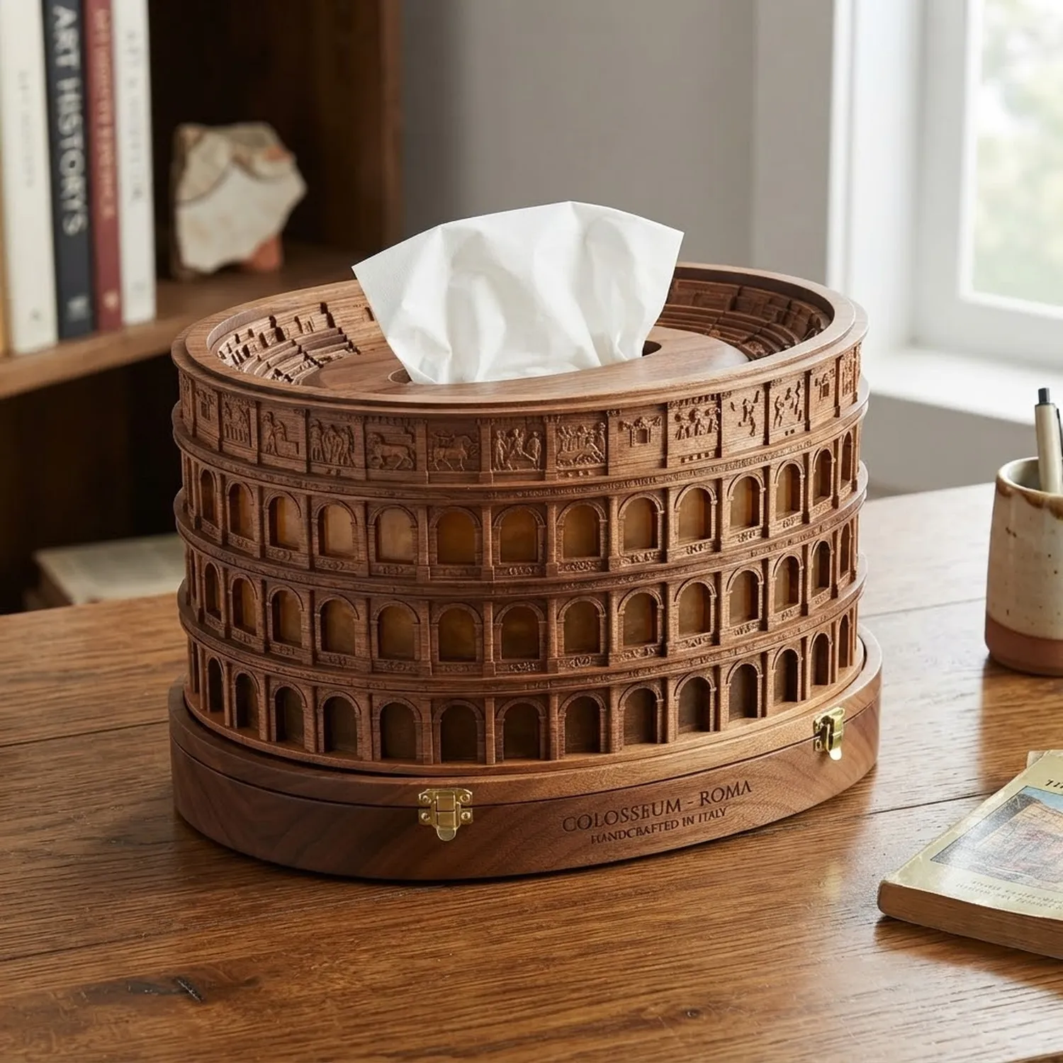 Wooden Tissue Box Colosseum Home Decor