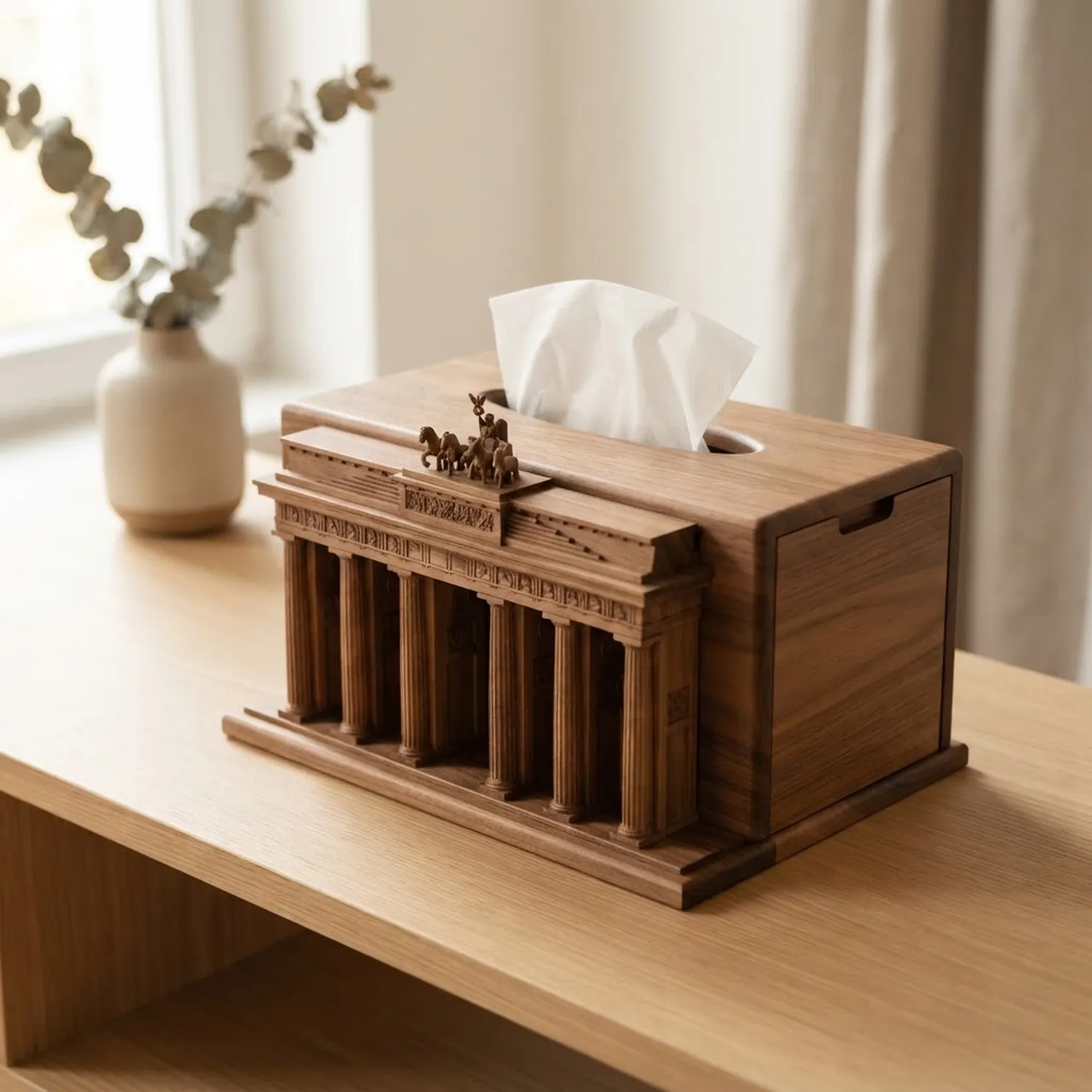 Wooden Tissue Box Brandenburg Gate Home Decor