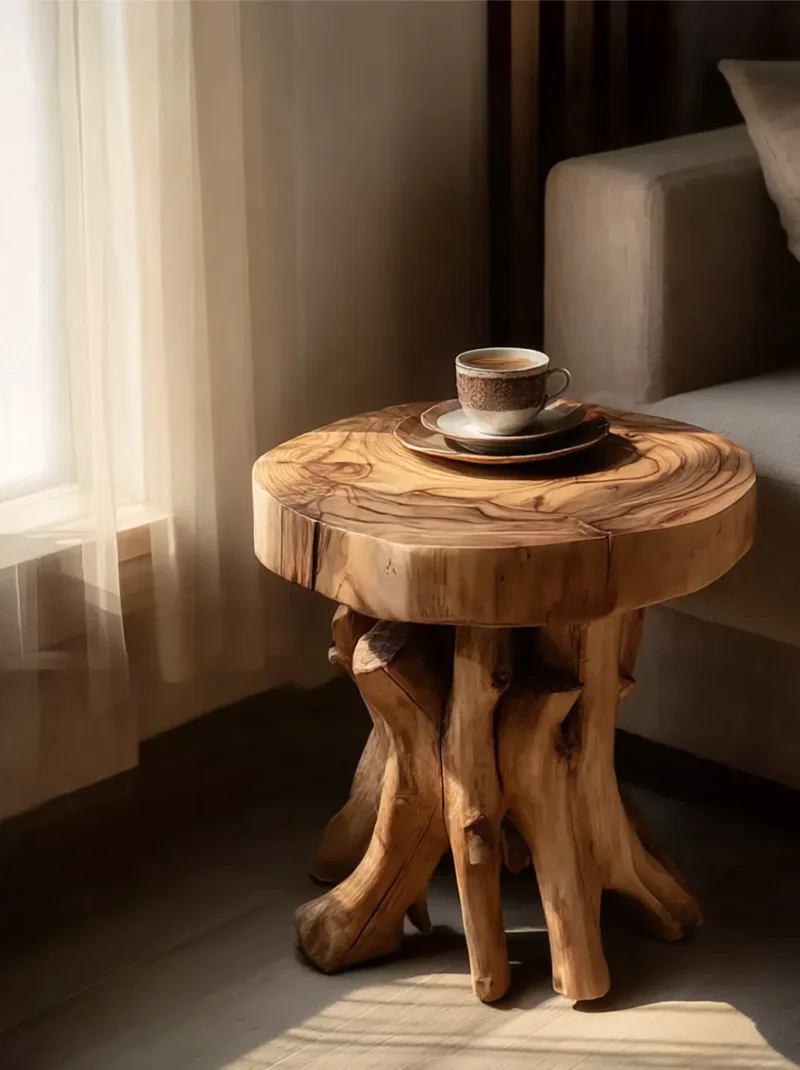 Occasional Timber Table With Trunk Style Base And Two Levels