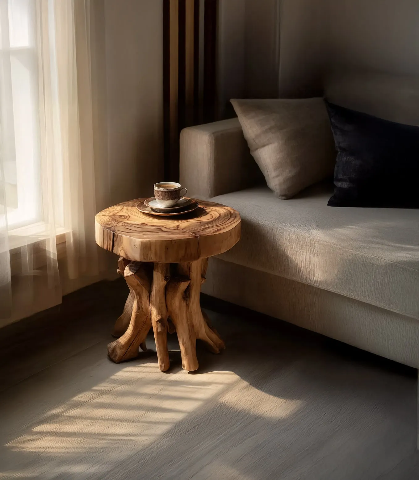 Occasional Timber Table With Trunk Style Base And Two Levels - Image 2