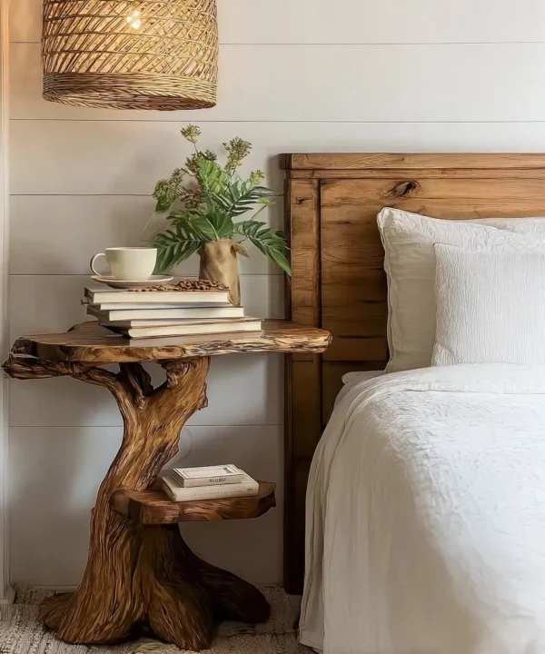 Circle-Top Natural Timber Accent Table for Lounge or Bedroom