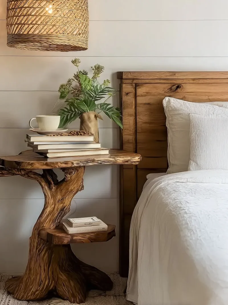 Circle Top Accent Table In Natural Timber For Lounge Or Bedroom