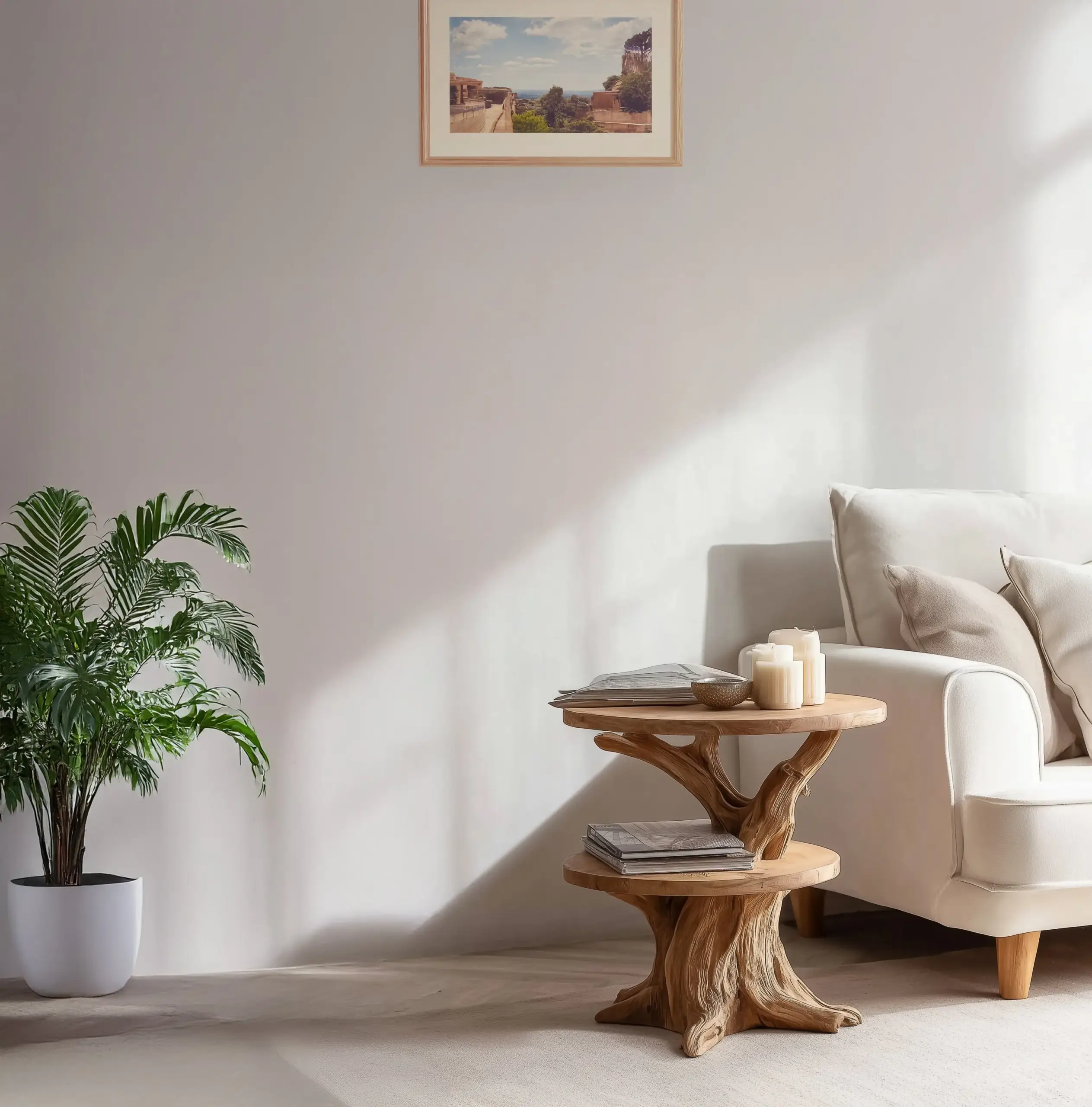 Organic Rim Accent Table In Natural Timber For Sitting Room Or Bedroom - Image 2