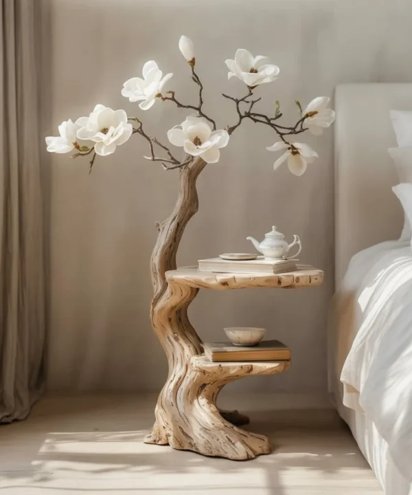 Country-Style Circle Natural Timber Accent Table