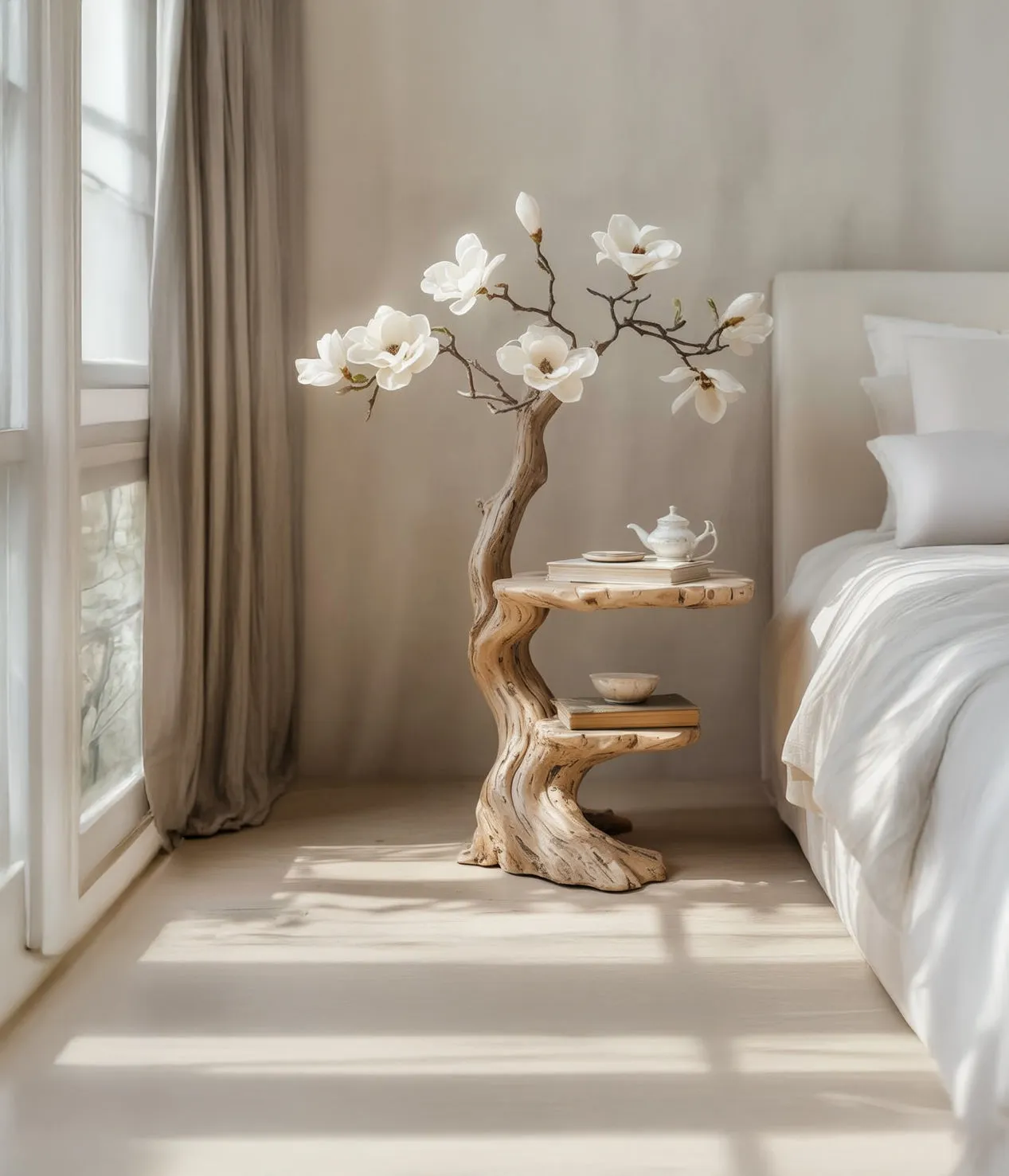 Country Style Circle Accent Table In Natural Timber - Image 2