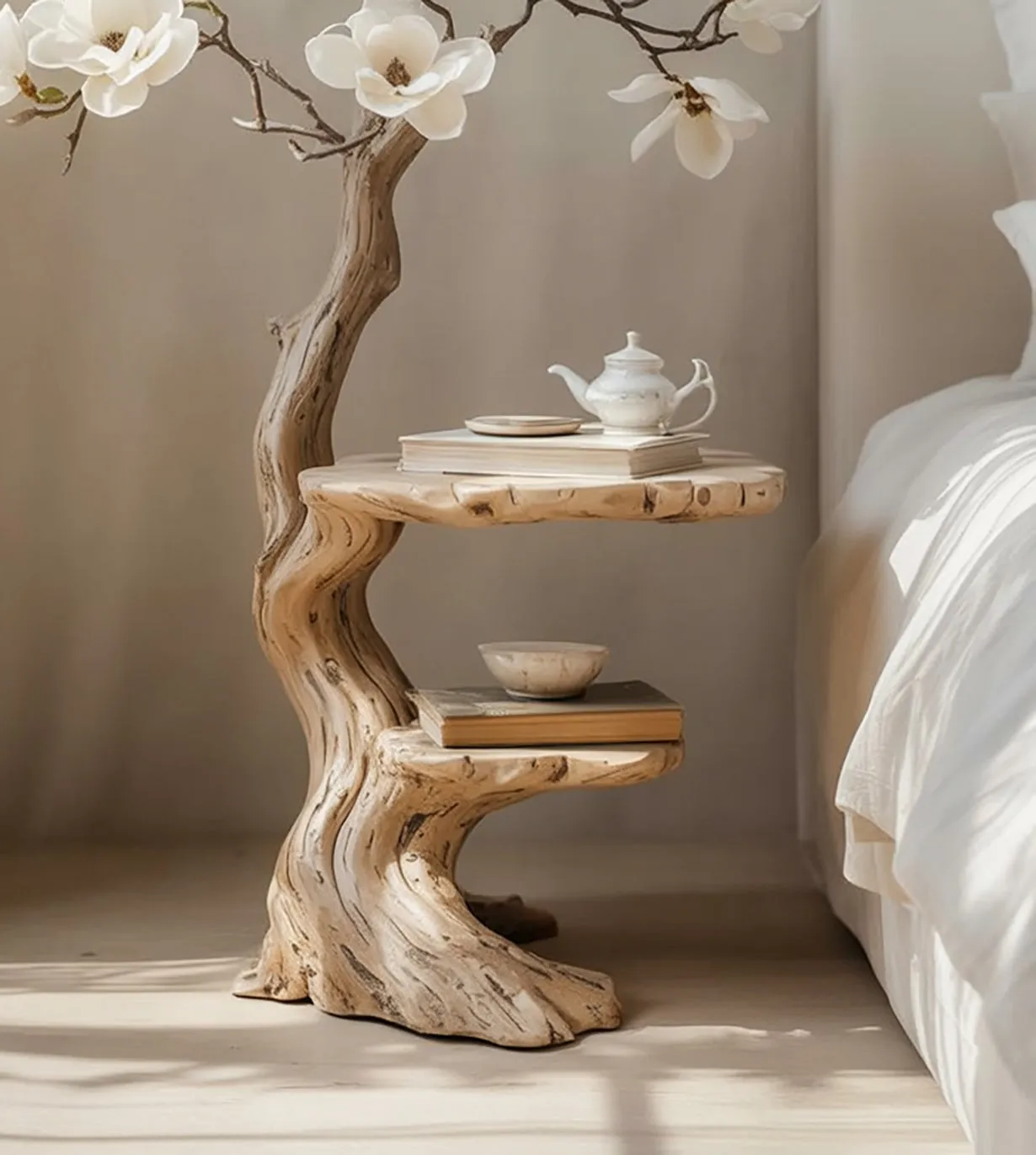 Country Style Circle Accent Table In Natural Timber - Image 4