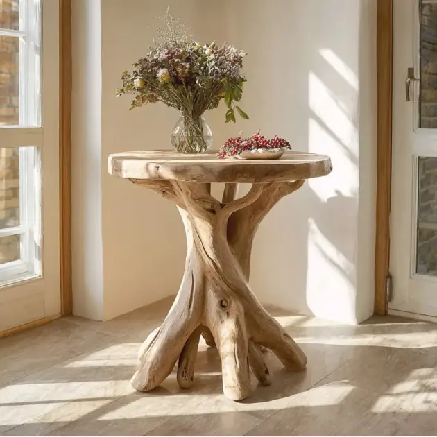 Organic Rim Occasional Table In Natural Timber