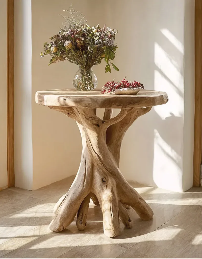 Organic Rim Occasional Table In Natural Timber