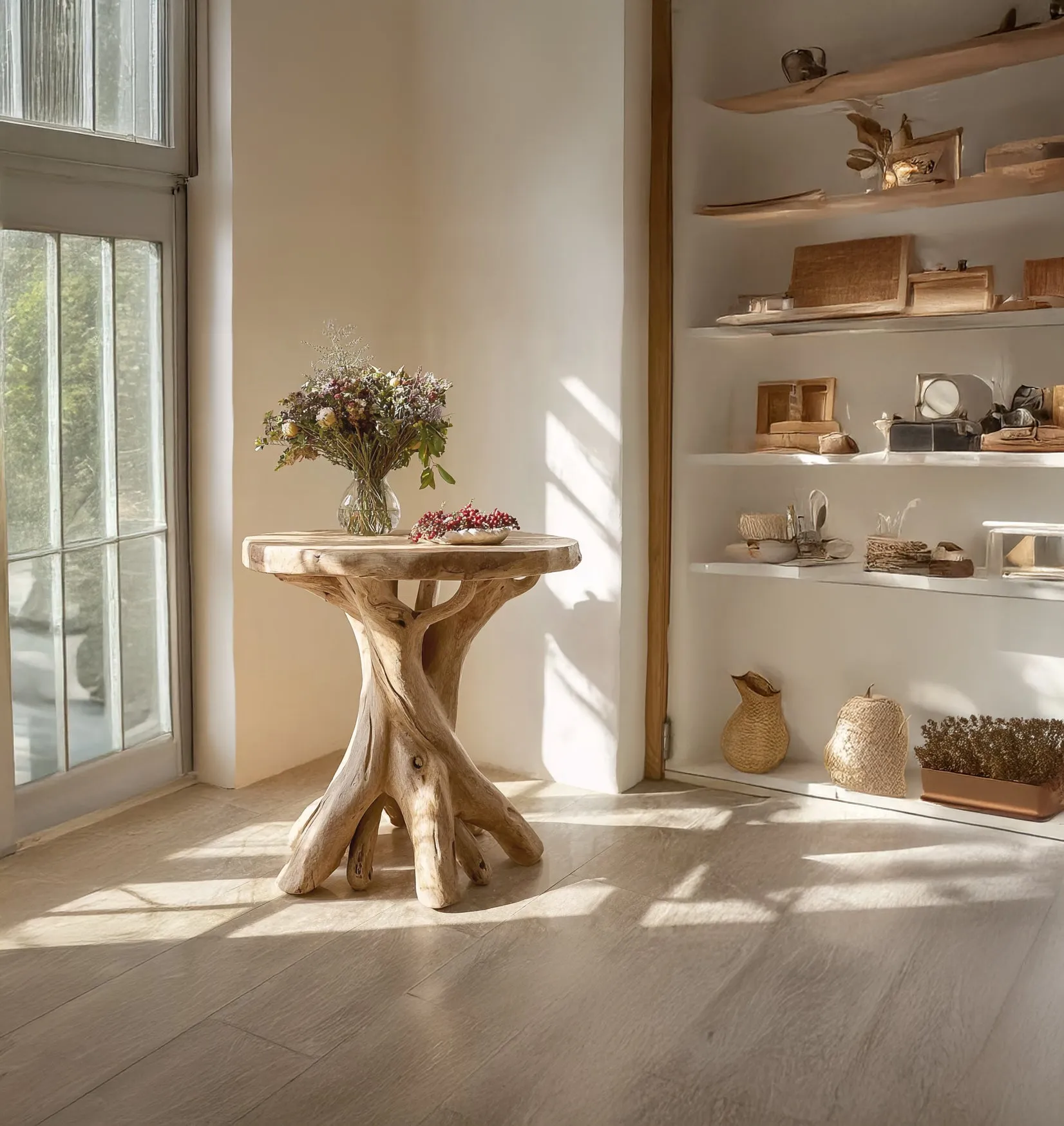 Organic Rim Occasional Table In Natural Timber - Image 2