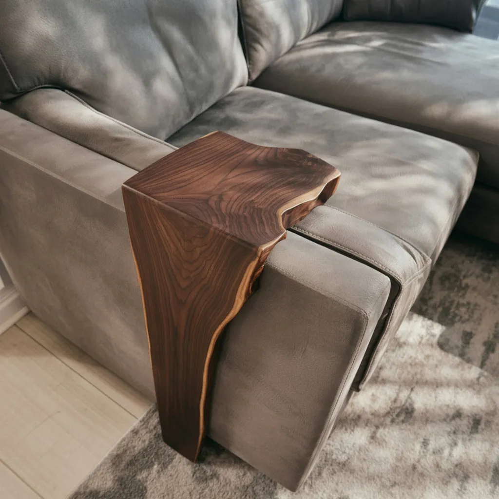Timber Sofa Arm Organizer With Flat Rest And Pocket Storage - Image 3