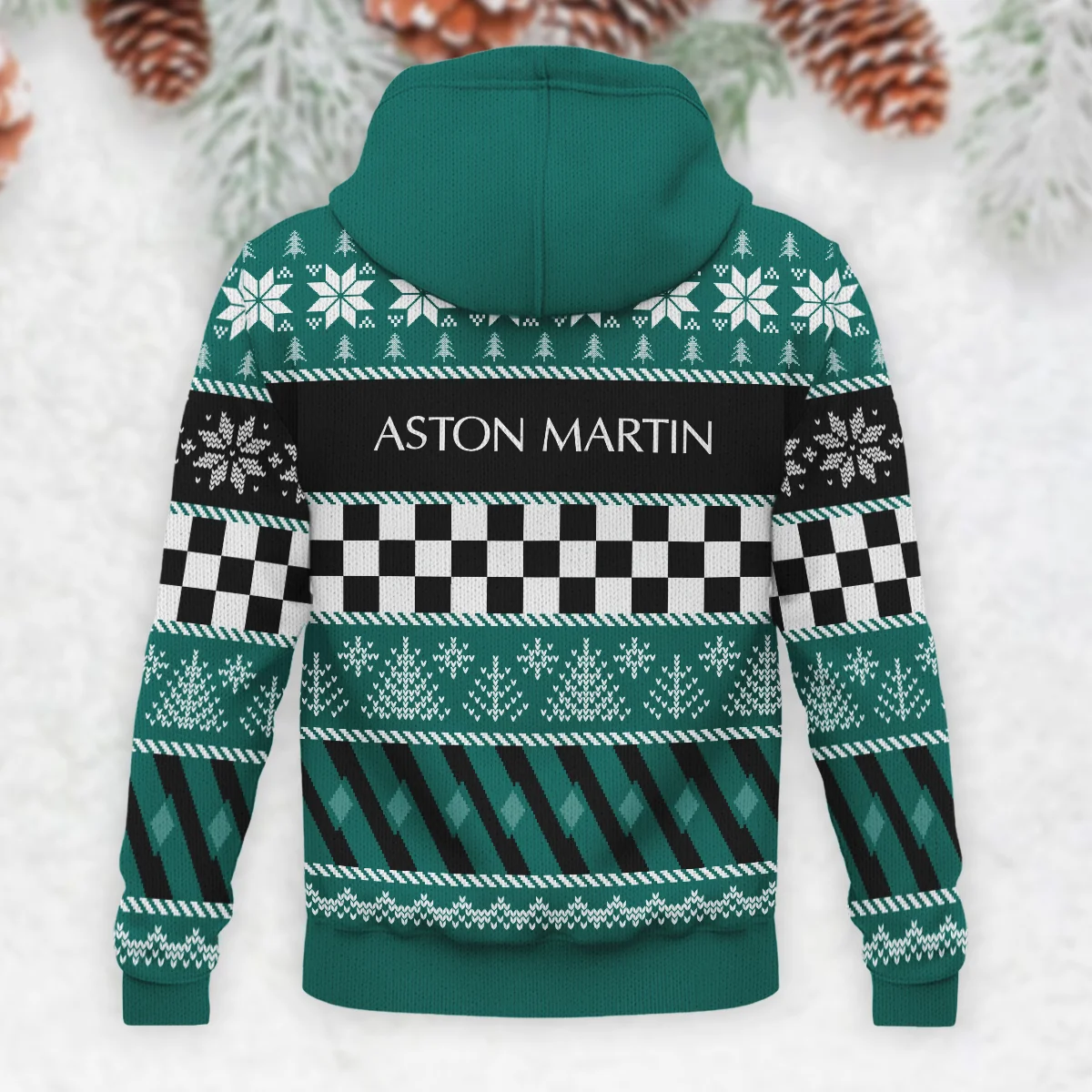 Racing Xmas Pattern Aston Martin Formula 1 - Knitted Hoodie BLVAF12209250A28AM - Image 3