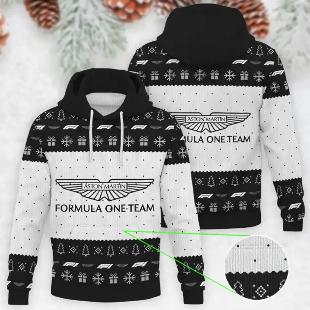 Christmas Pattern Aston Martin Formula 1 - Knitted Hoodie BLVAF12209250A1AM