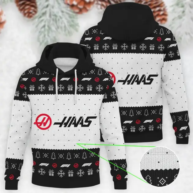 Christmas Pattern Haas Formula 1 - Knitted Hoodie BLVAF12209250A1HAAS