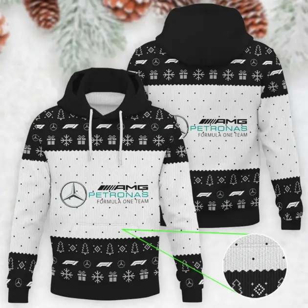 Christmas Pattern Mercedes Formula 1 - Knitted Hoodie BLVAF12209250A1MER