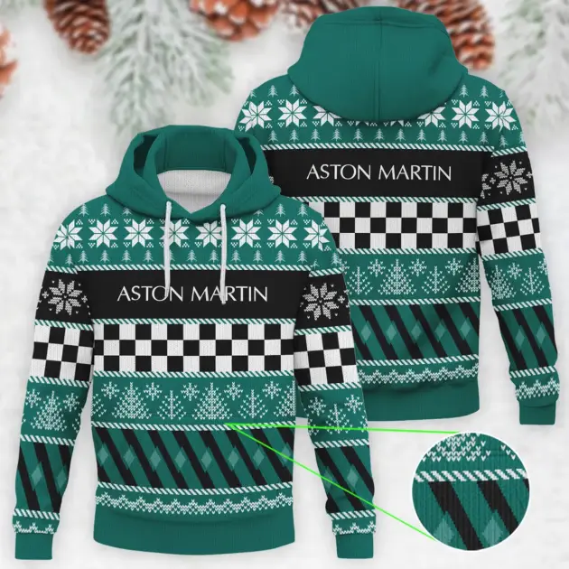 Racing Xmas Pattern Aston Martin Formula 1 - Knitted Hoodie BLVAF12209250A28AM