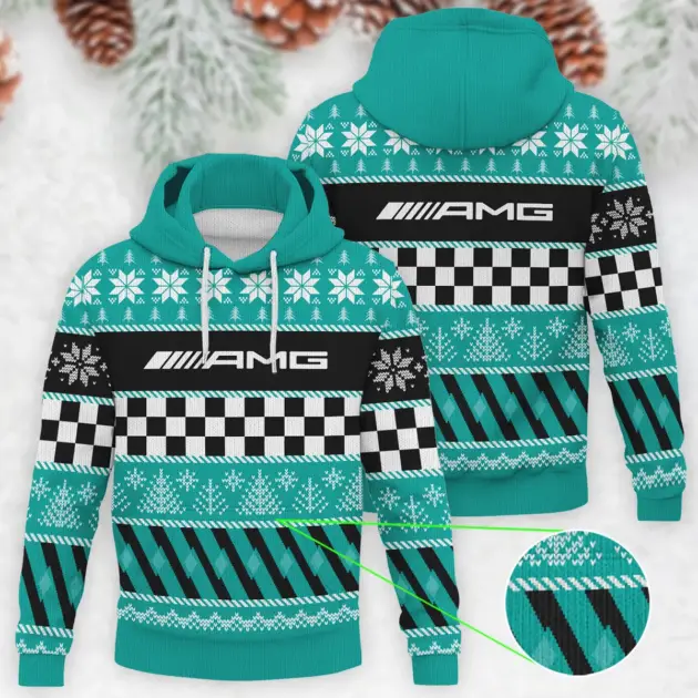 Racing Xmas Pattern Mercedes Formula 1 - Knitted Hoodie BLVAF12209250A28MER