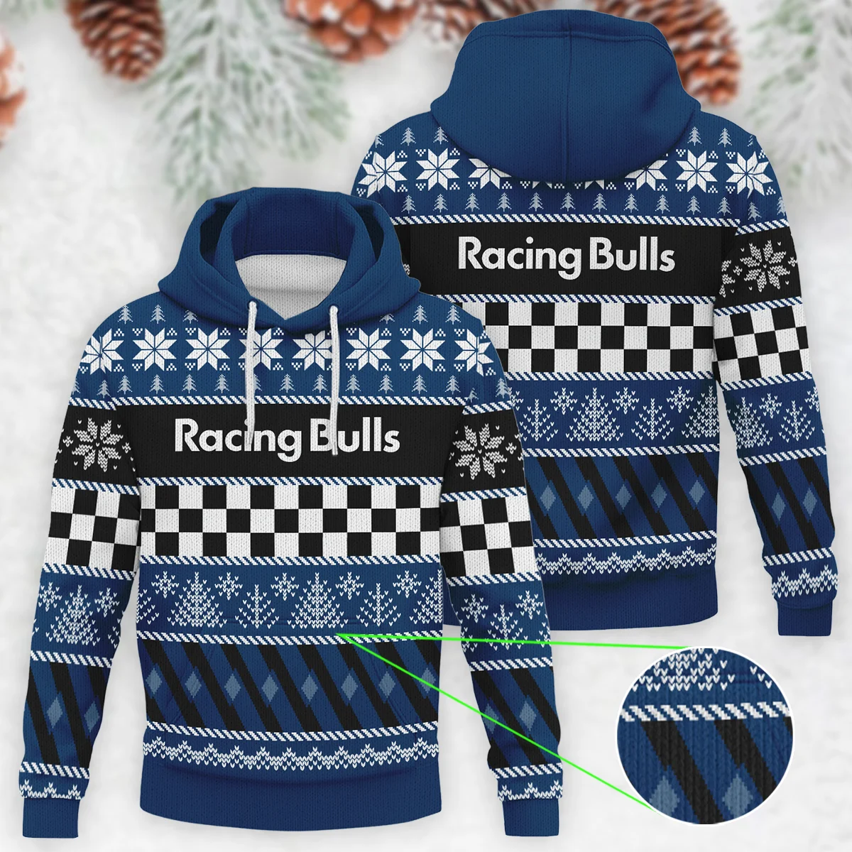 Racing Xmas Pattern Racing Bulls Formula 1 - Knitted Hoodie BLVAF12209250A28RAC