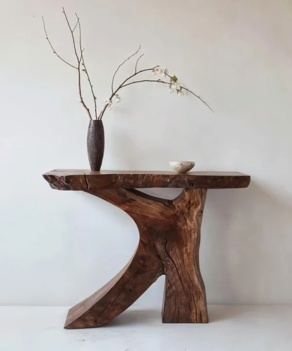 Narrow Live Edge Farmhouse Console Table for Hallway
