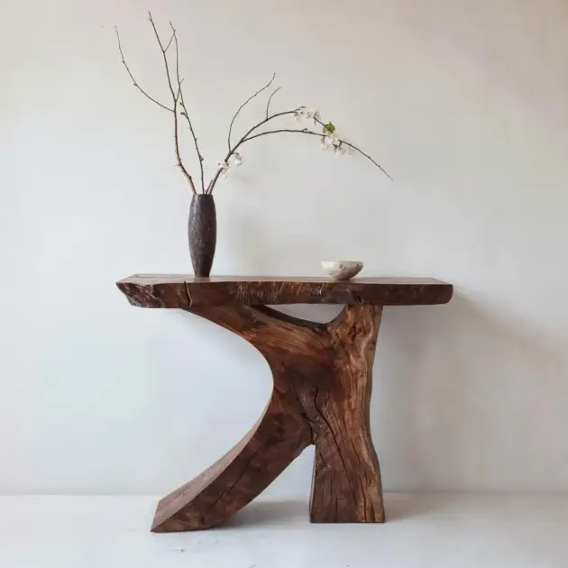 Narrow Live Edge Farmhouse Console Table For Hallway