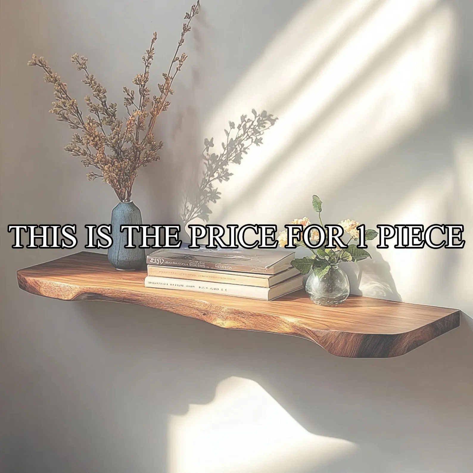 Live Edge Floating Corner Wall Shelves Wooden Display Set - Image 3