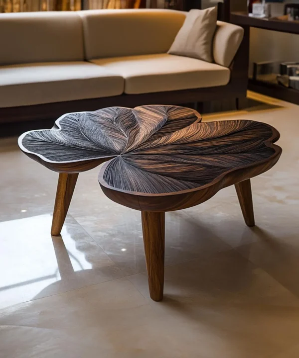 Square Live Edge Wood Coffee Table with Epoxy Top