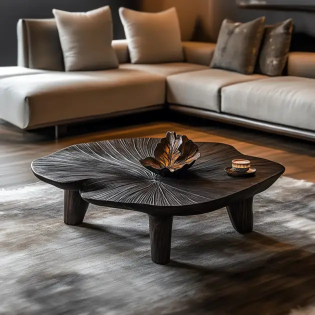 Farmhouse Tamarind Wood Coffee Table Rectangular Live Edge Design