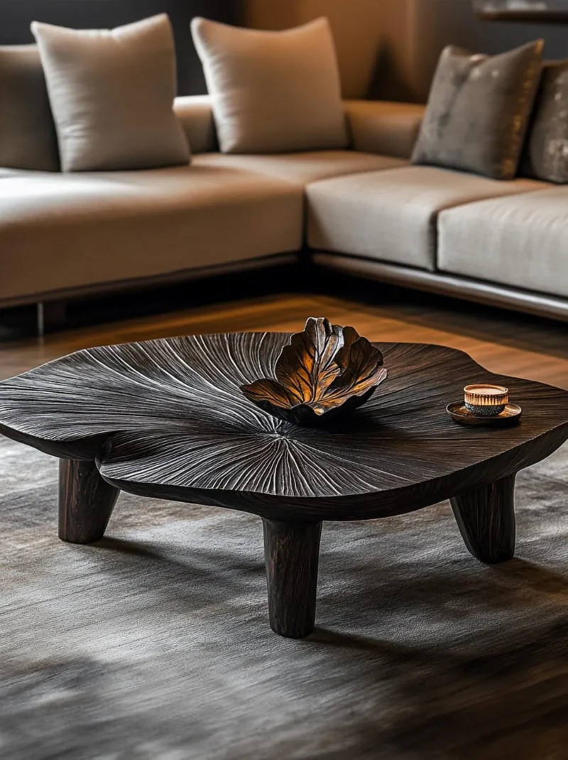 Farmhouse Tamarind Wood Coffee Table Rectangular Live Edge Design