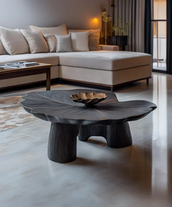 Oval Modern Wood Coffee Table for Living Room