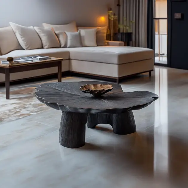 Oval Modern Wood Coffee Table For Living Room