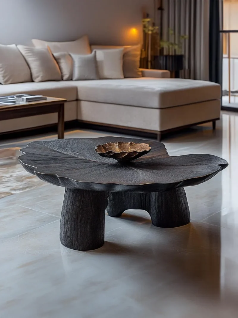 Oval Modern Wood Coffee Table For Living Room