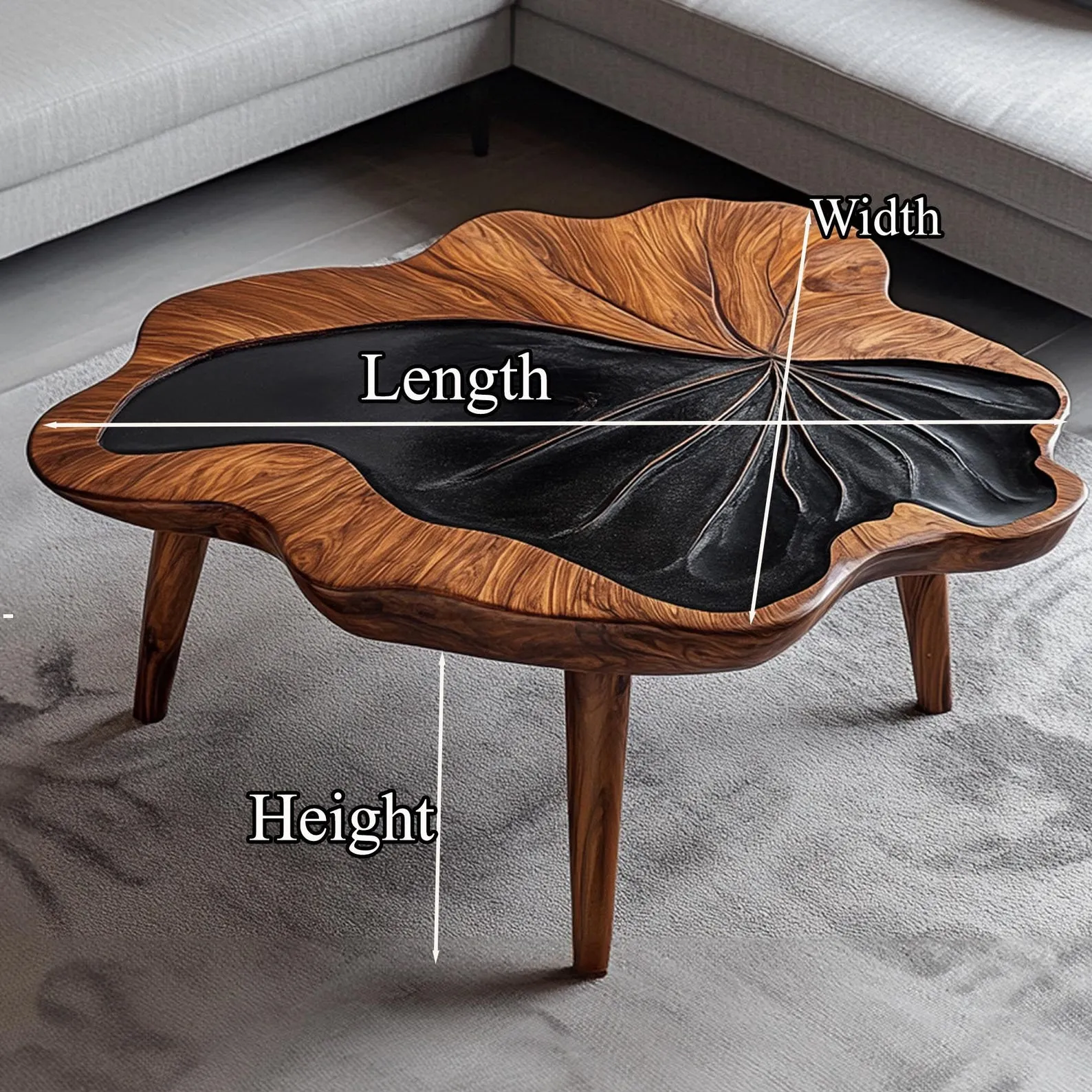 Live Edge Tamarind Wood Coffee Table Farmhouse Style - Image 4