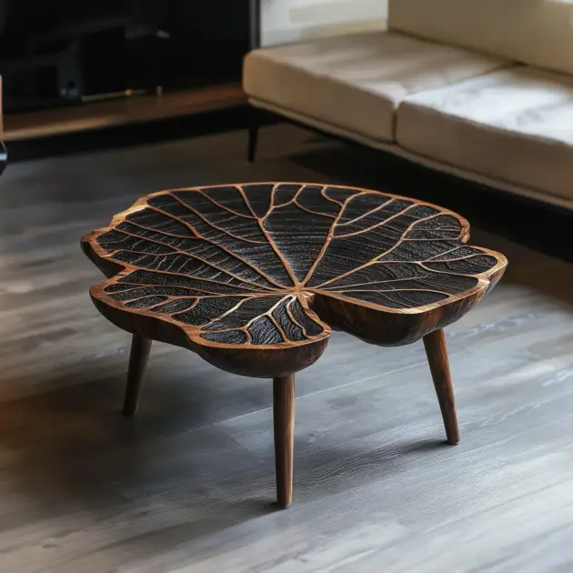 Compact Live Edge Tamarind Coffee Table For Living Room