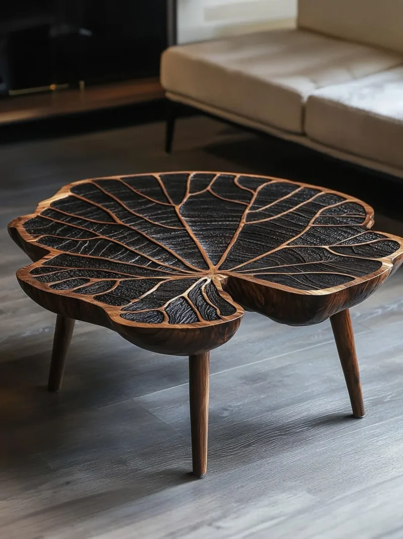 Compact Live Edge Tamarind Coffee Table For Living Room