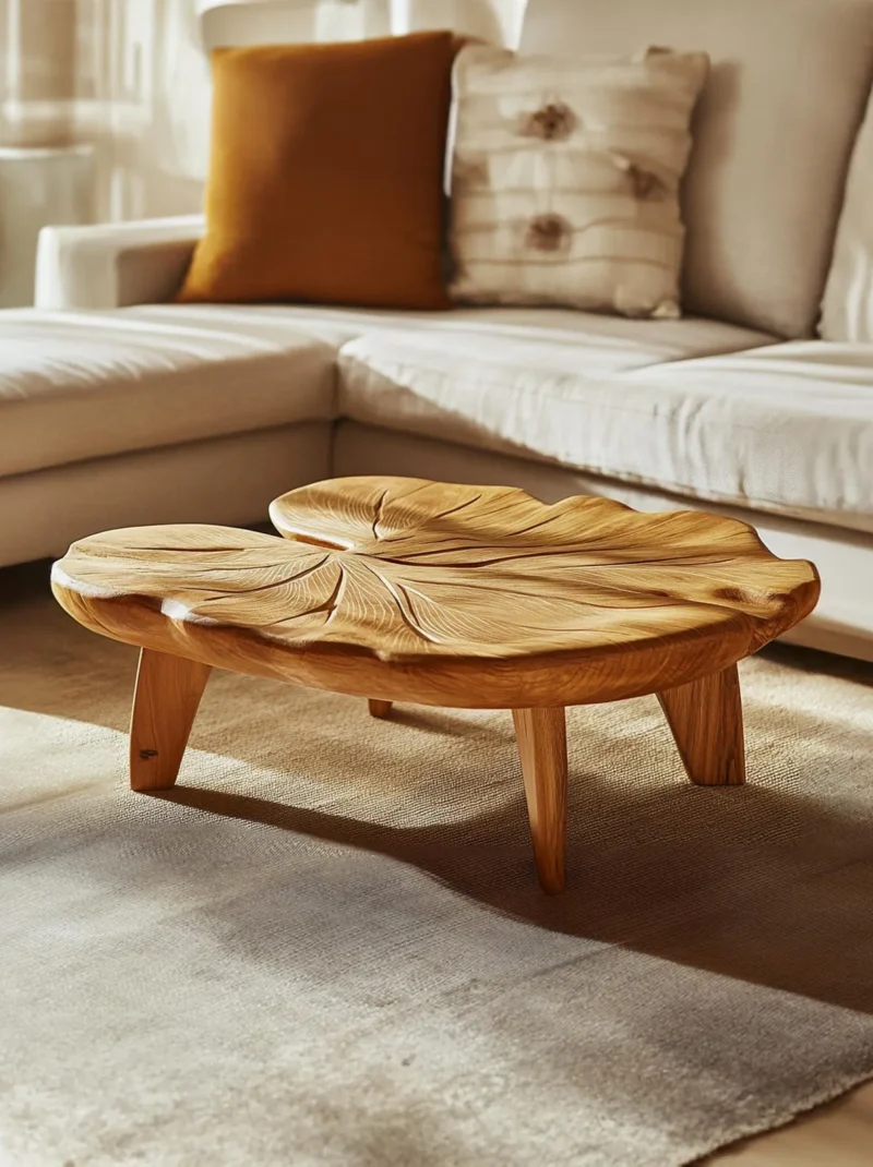 Modern Live Edge Tamarind Coffee Table For Sofa Area