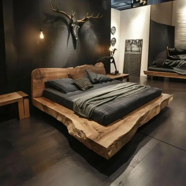 Rustic Reclaimed Wood Platform Bed Frame With Headboard