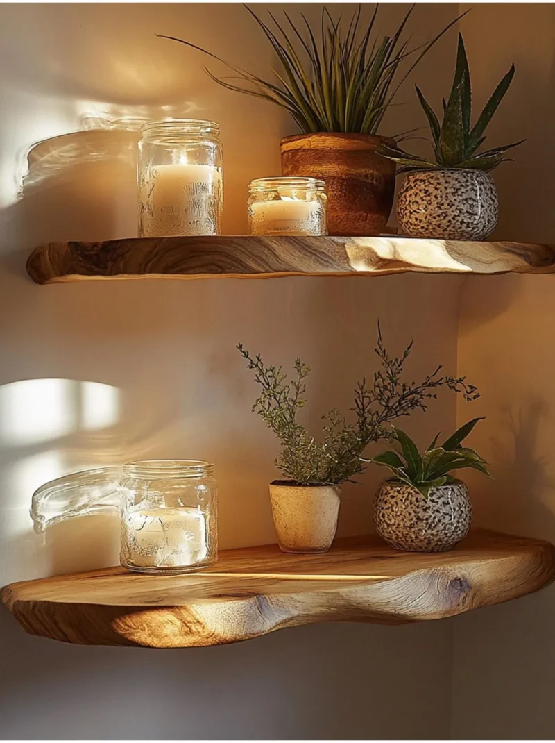 Custom Walnut Floating Corner Shelf Rustic Wall Display