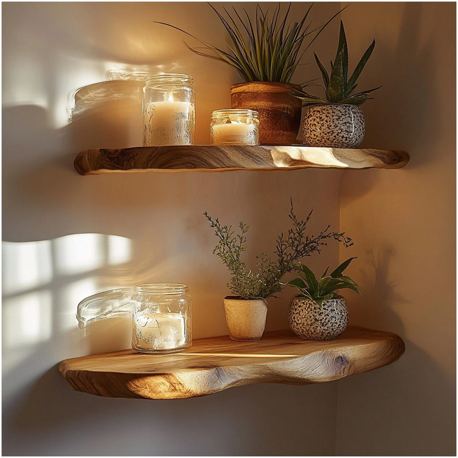 Custom Walnut Floating Corner Shelf Rustic Wall Display