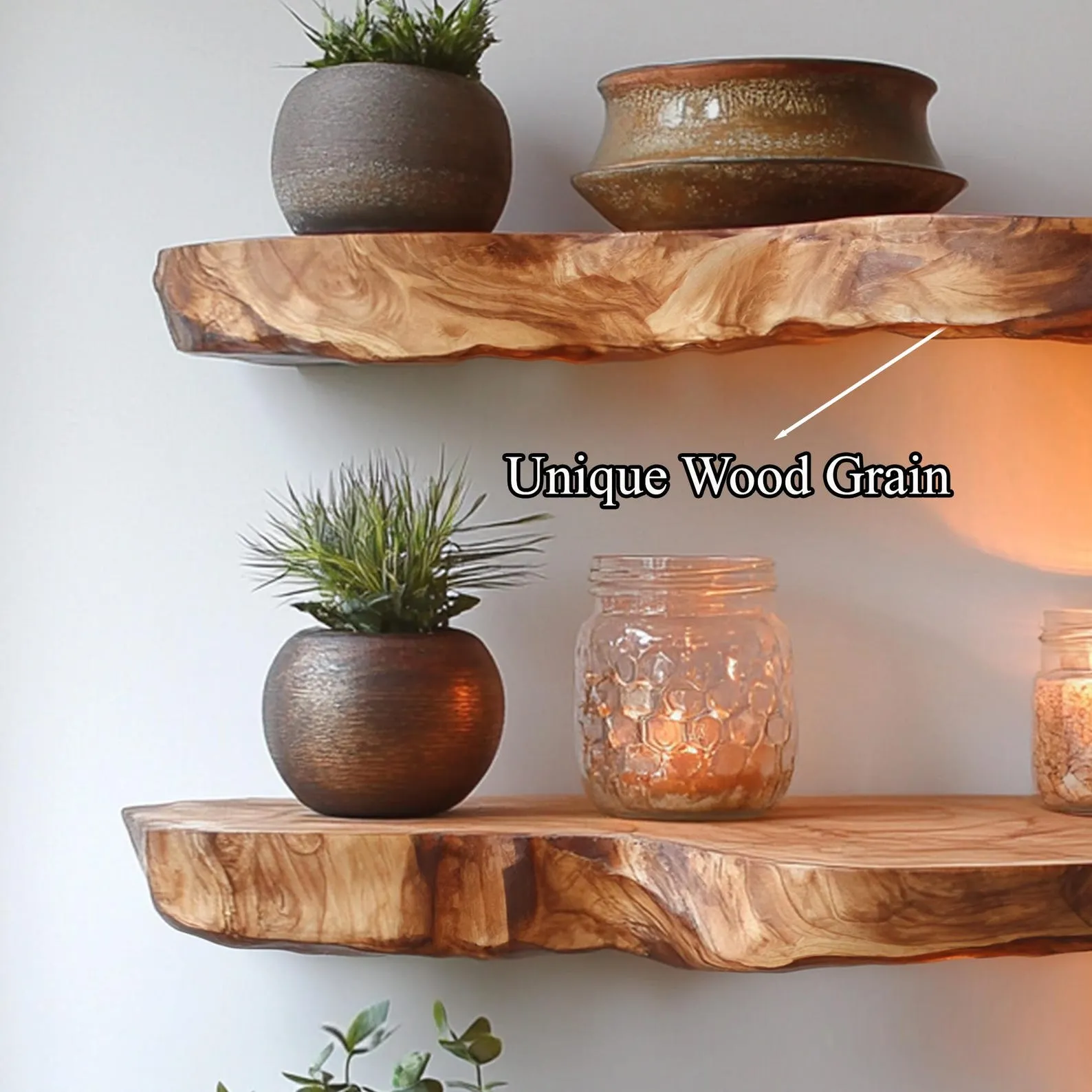 Live Edge Rustic Wood Floating Shelf For Desk Or Wall - Image 4