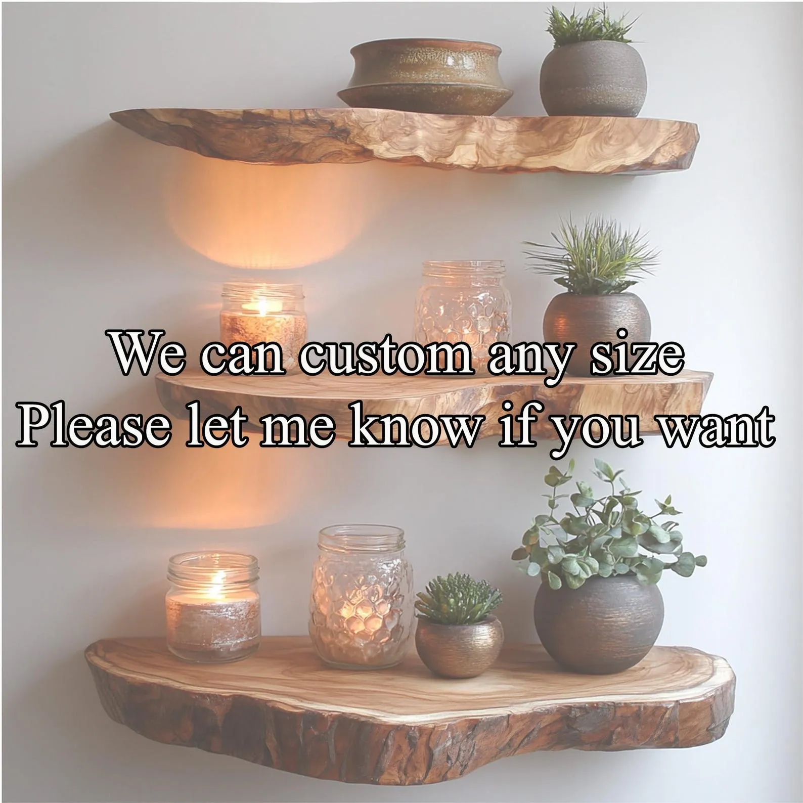 Live Edge Rustic Wood Floating Shelf For Desk Or Wall - Image 6